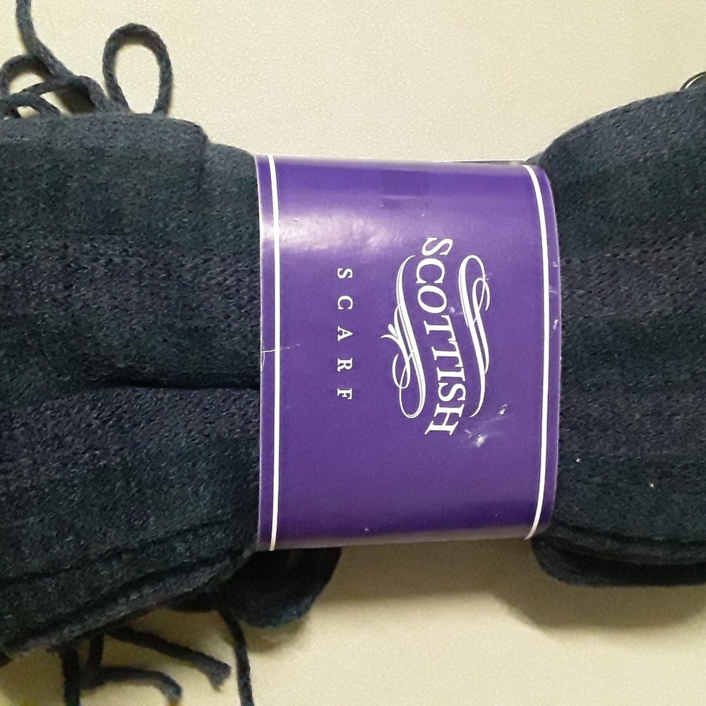 Scottish Scarf 100% Acrylic Black & Purple Striped Feels Like Wool